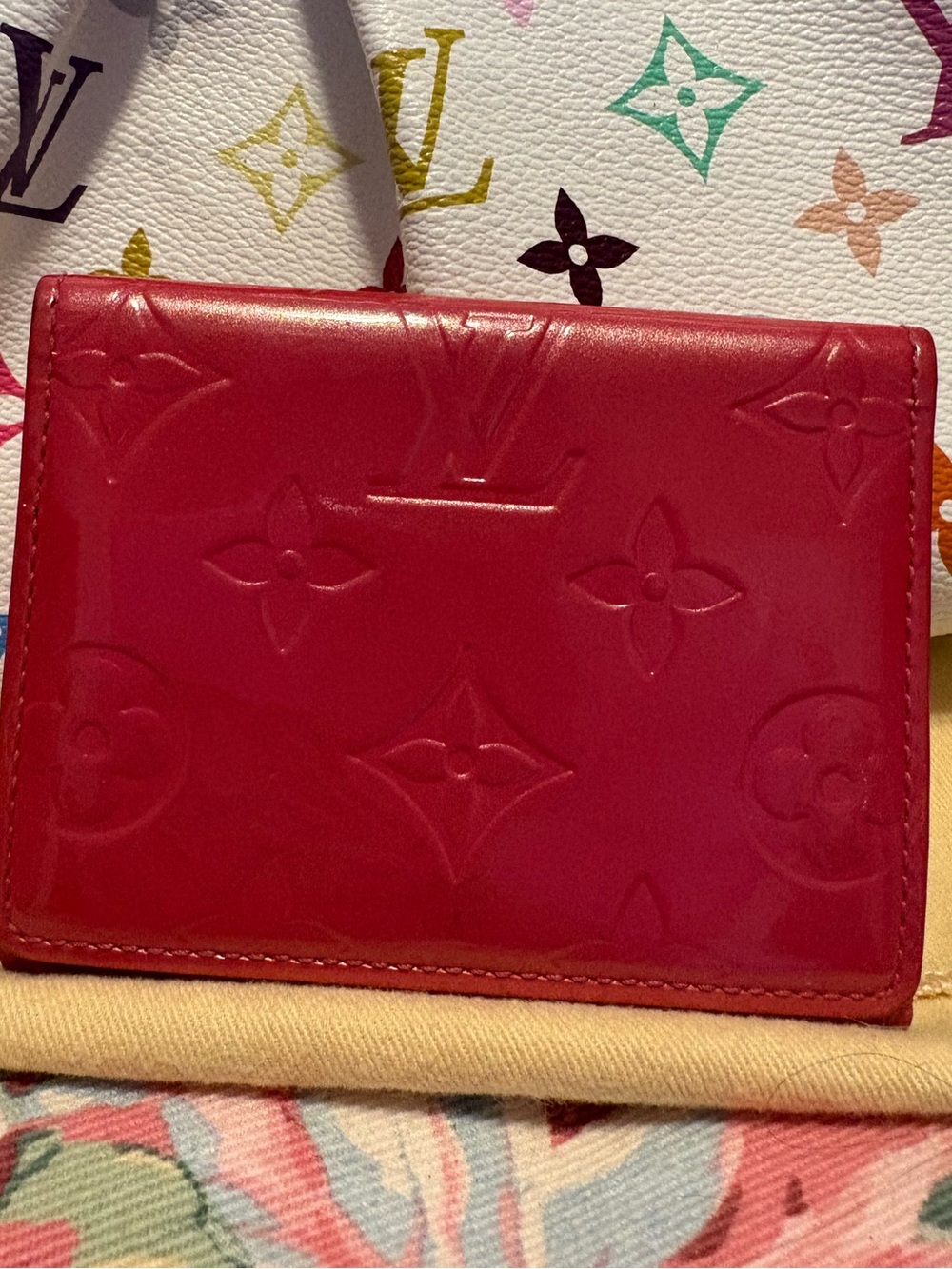 Louis Vuitton LV Vernis Coral Red Ludlow Compact Wallet Authentic - Picture 2 of 6